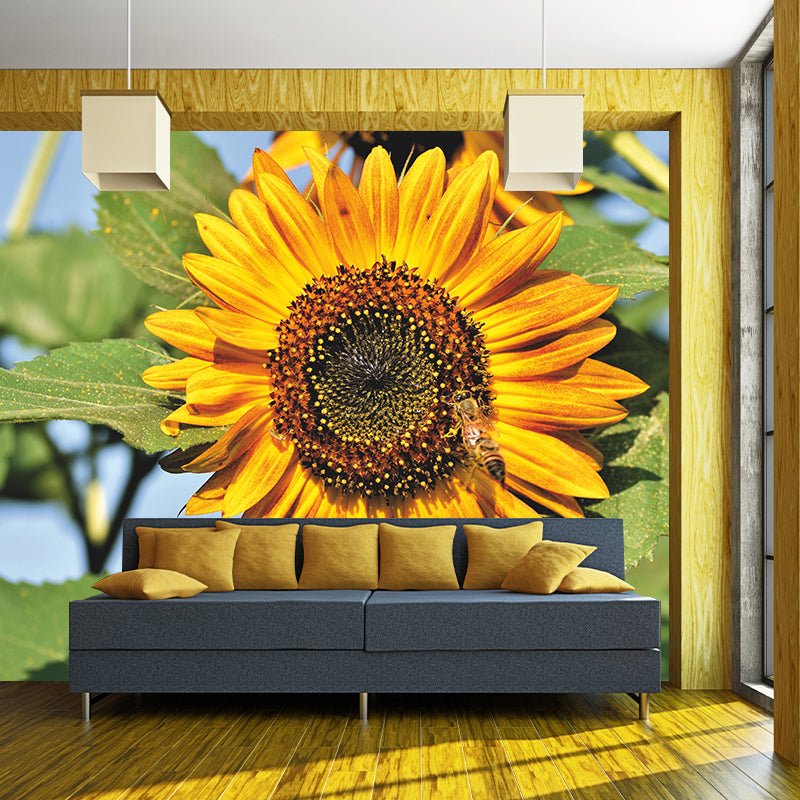Alive Sunflower Mural Decal in Yellow Moisture Resistant, Custom Size Available