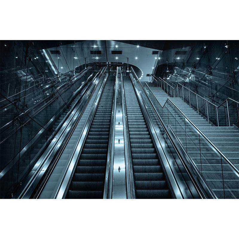 Photography Style Escalator Mural Decal Modern Mildew Resistant for Living Room