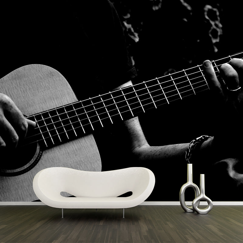 Hobby Guitar Mural Wallpaper Contemporary Mildew Resistant Wall Covering for Home Decor