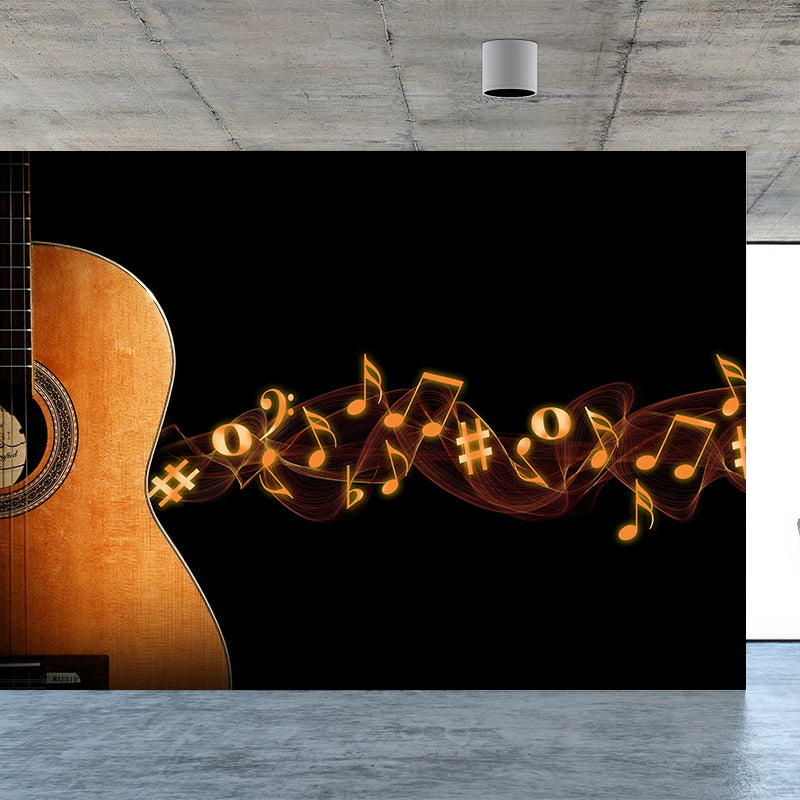 Hobby Guitar Mural Wallpaper Contemporary Mildew Resistant Wall Covering for Home Decor