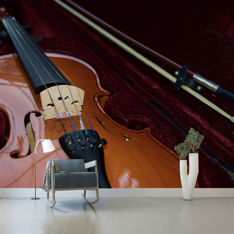 Contemporary Hobby Violin Mural Wallpaper Water Resistant Environment Friendly Wall Decor