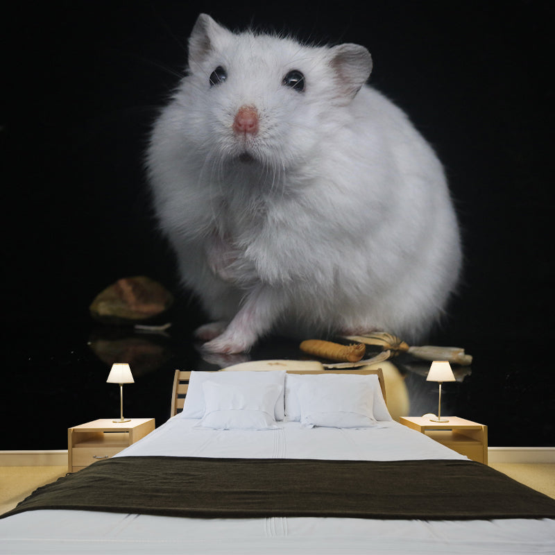 Lovely Hamster Mural Wallpaper Contemporary Style Wall Covering for Living Room