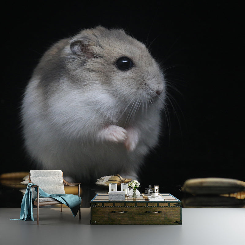 Lovely Hamster Mural Wallpaper Contemporary Style Wall Covering for Living Room