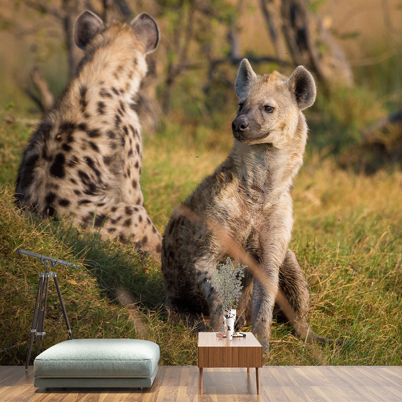 Contemporary Style Hyena Mural Eco-friendly Wallpaper Wall Covering for Sitting Room