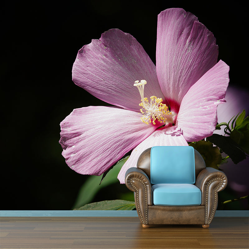 Photography Style Hibiscu Blossing Mural Wallpaper Modern Wall Covering for Living Room