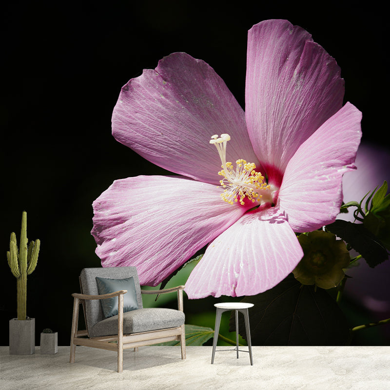Photography Style Hibiscu Blossing Mural Wallpaper Modern Wall Covering for Living Room