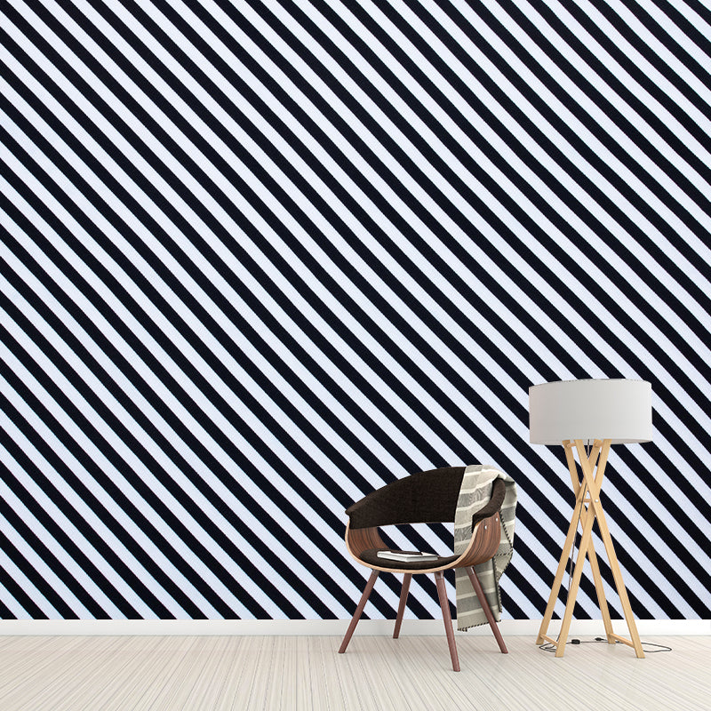 Customized Large Modern Mural Wallpaper Mildew Resistant Stripe Wall Decor