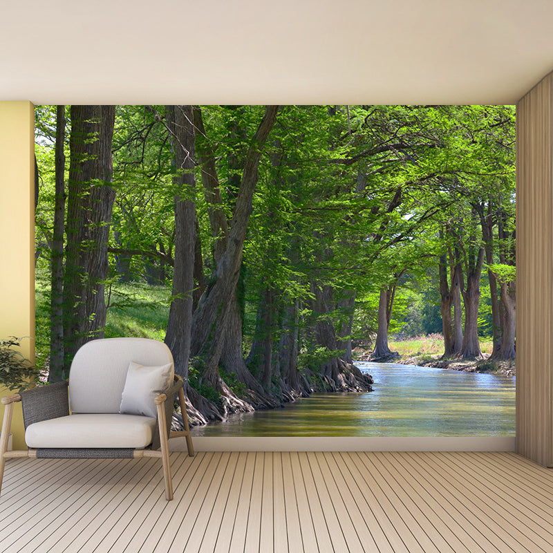 Contemporary Cypress-Trees Landscape Home Mural Mildew Resistant Wall Decor for Bedroom