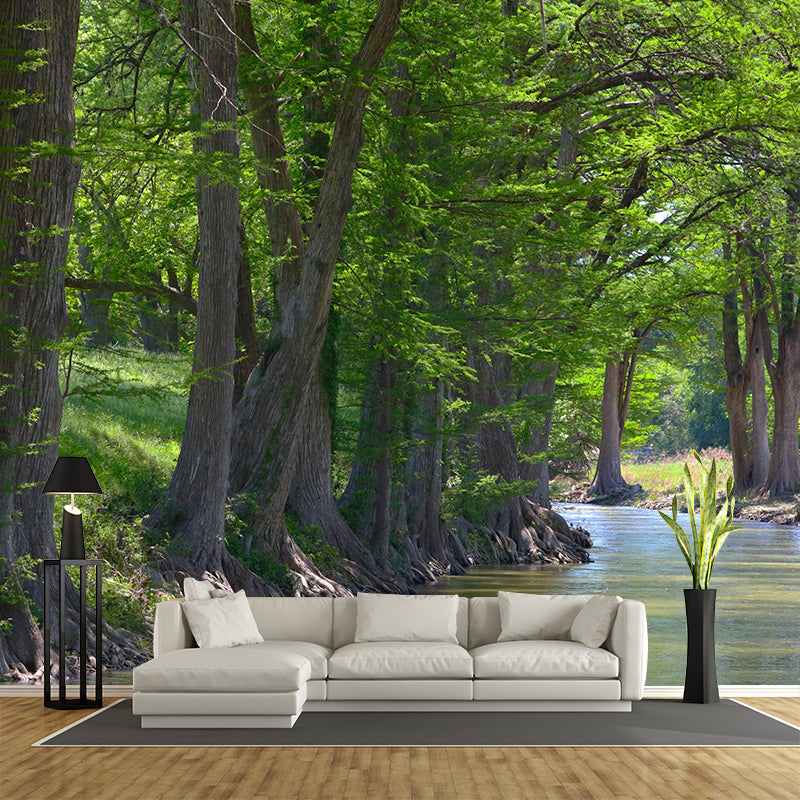 Contemporary Cypress-Trees Landscape Home Mural Mildew Resistant Wall Decor for Bedroom