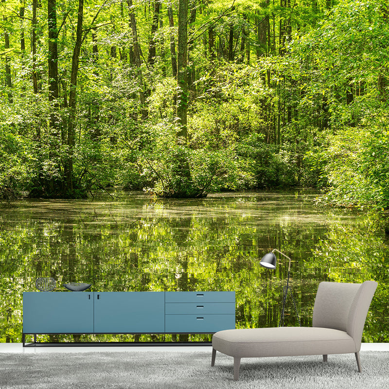 Contemporary Cypress-Trees Landscape Home Mural Mildew Resistant Wall Decor for Bedroom