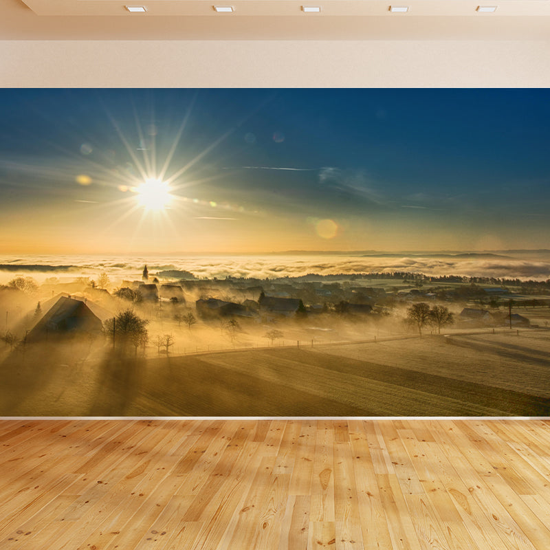 Modern City Mural Decal Mildew Resistant Wall Art for Living Room Bedroom