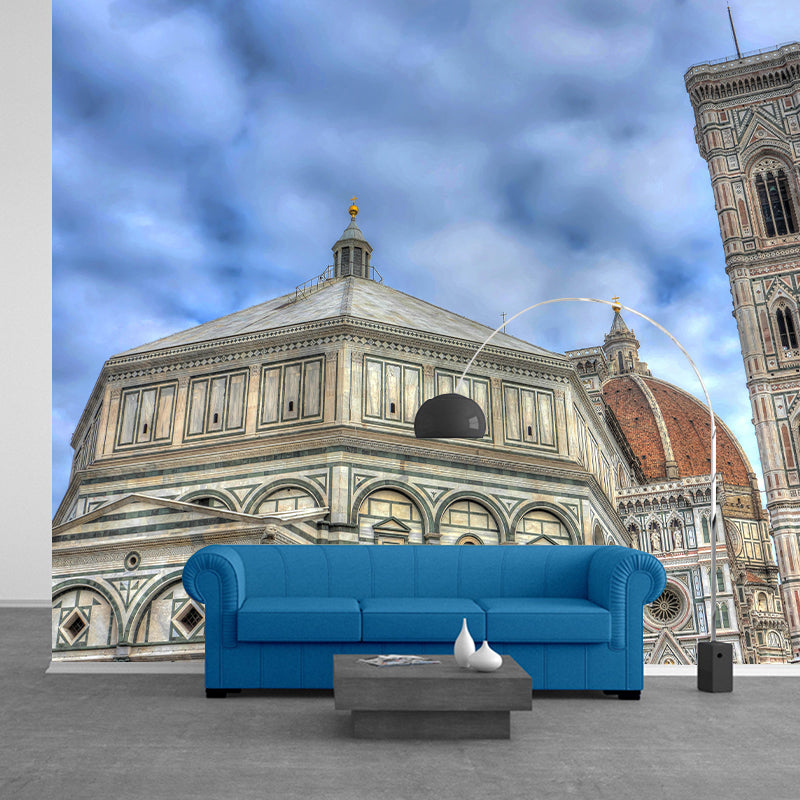 Modern City Mural Decal Mildew Resistant Wall Art for Living Room Bedroom