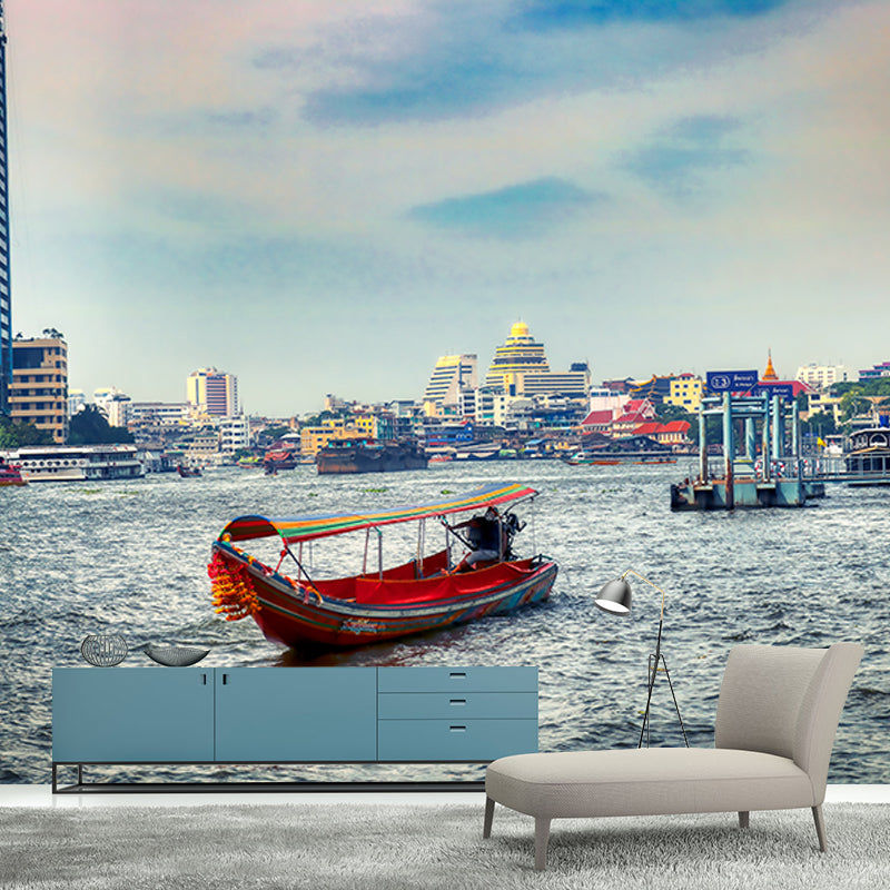 Simple Whole City Mural Wallpaper Buildings Wall Covering for Meeting Room