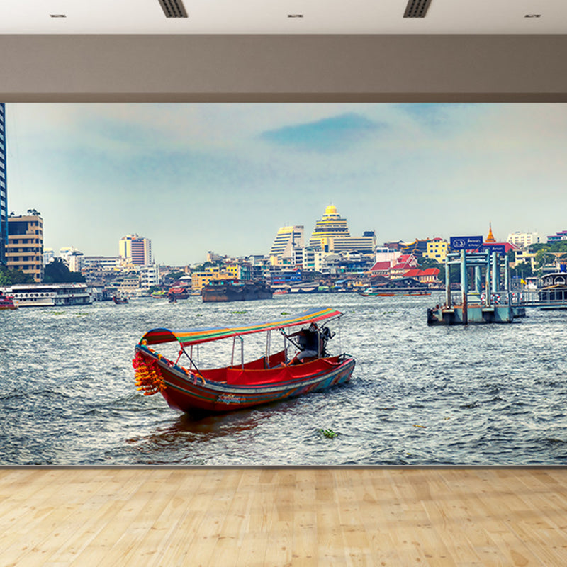 Simple Whole City Mural Wallpaper Buildings Wall Covering for Meeting Room