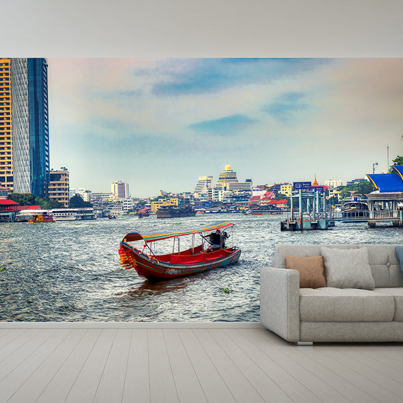 Simple Whole City Mural Wallpaper Buildings Wall Covering for Meeting Room