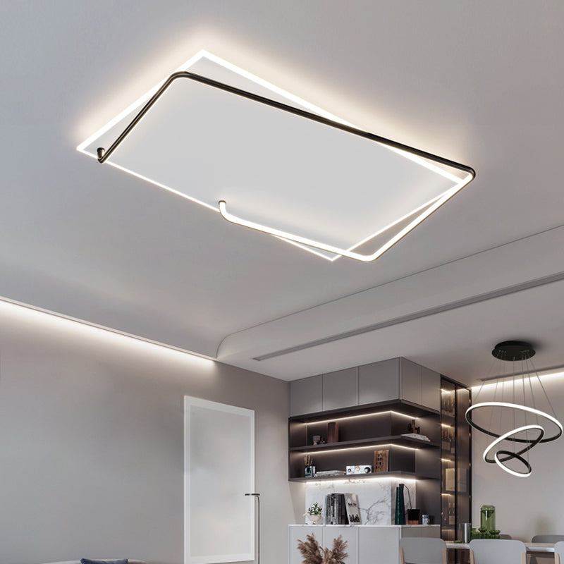 Rectangular Minimalism LED Flush Mount Aluminum Flush Ceiling Light for Living Room