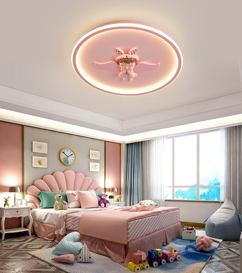 Lámpara de techo LED para dormitorio moderno con montaje empotrado de metal circular con 1 luz