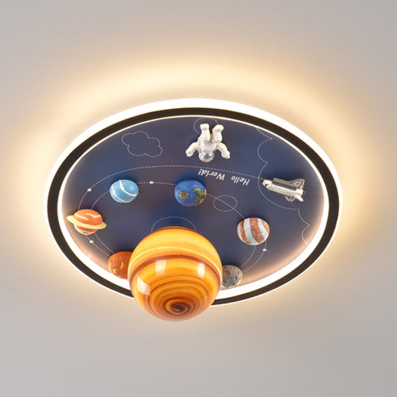 Blue Kids Flush Mount Light Resin LED Ceiling Mount Light Fixture for Children's Room
