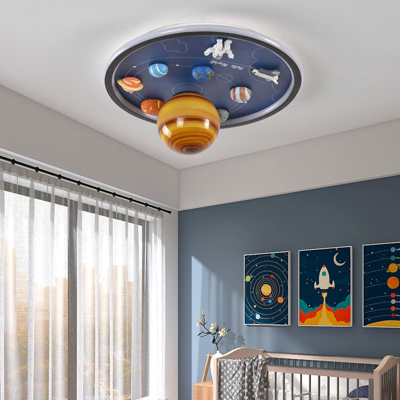 Blue Kids Flush Mount Light Resin LED Ceiling Mount Light Fixture for Children's Room