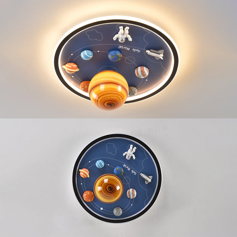 Blue Kids Flush Mount Light Resin LED Ceiling Mount Light Fixture for Children's Room