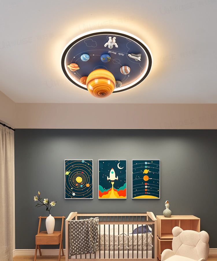 Blue Kids Flush Mount Light Resin LED Ceiling Mount Light Fixture for Children's Room
