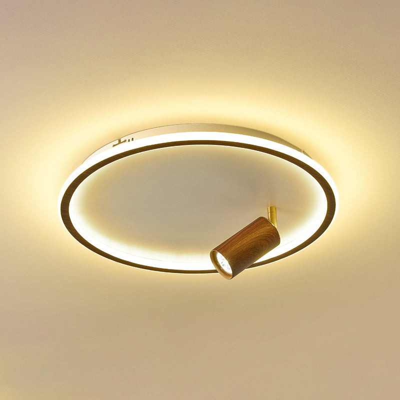 1 Spotlight Minimalism Circle Flush Mount Ceiling Light Aluminum Bedroom Flush Light