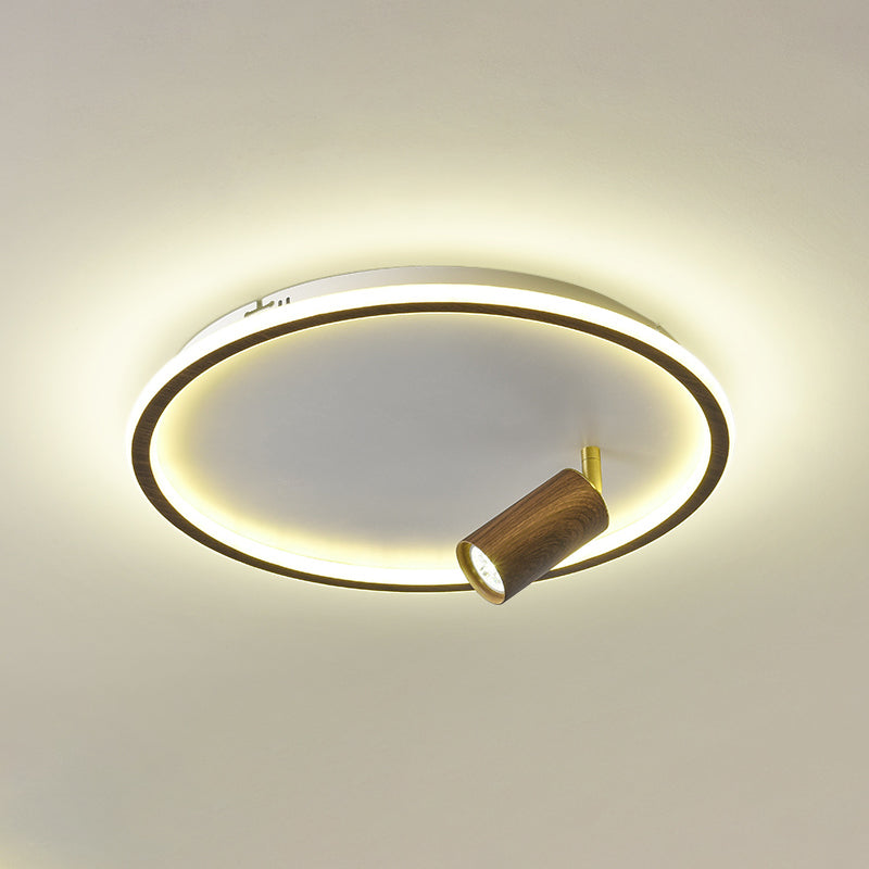 1 Spotlight Minimalism Circle Flush Mount Ceiling Light Aluminum Bedroom Flush Light