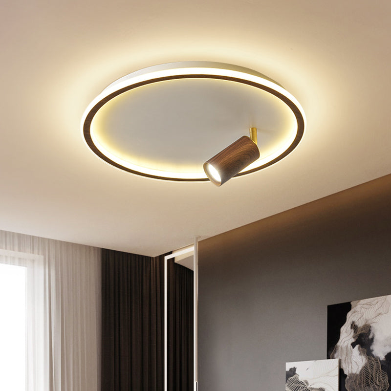 1 Spotlight Minimalism Circle Flush Mount Ceiling Light Aluminum Bedroom Flush Light