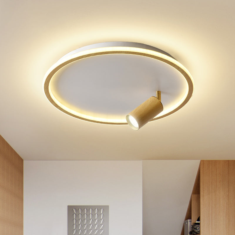 1 Spotlight Minimalism Circle Flush Mount Ceiling Light Aluminum Bedroom Flush Light