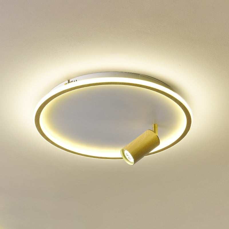 1 Spotlight Minimalism Circle Flush Mount Ceiling Light Aluminum Bedroom Flush Light