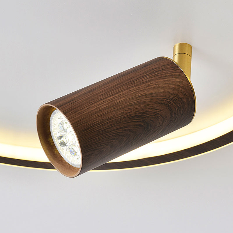 1 Spotlight Minimalism Circle Flush Mount Ceiling Light Aluminum Bedroom Flush Light