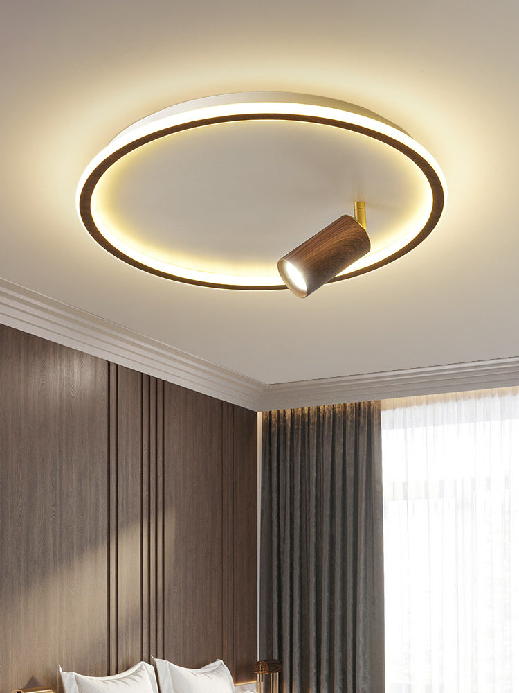 1 Spotlight Minimalism Circle Flush Mount Ceiling Light Aluminum Bedroom Flush Light