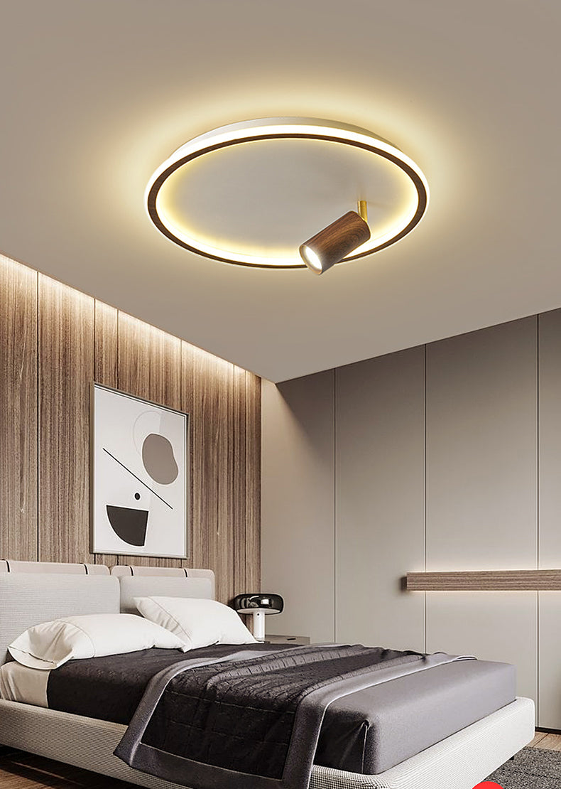 1 Spotlight Minimalism Circle Flush Mount Ceiling Light Aluminum Bedroom Flush Light