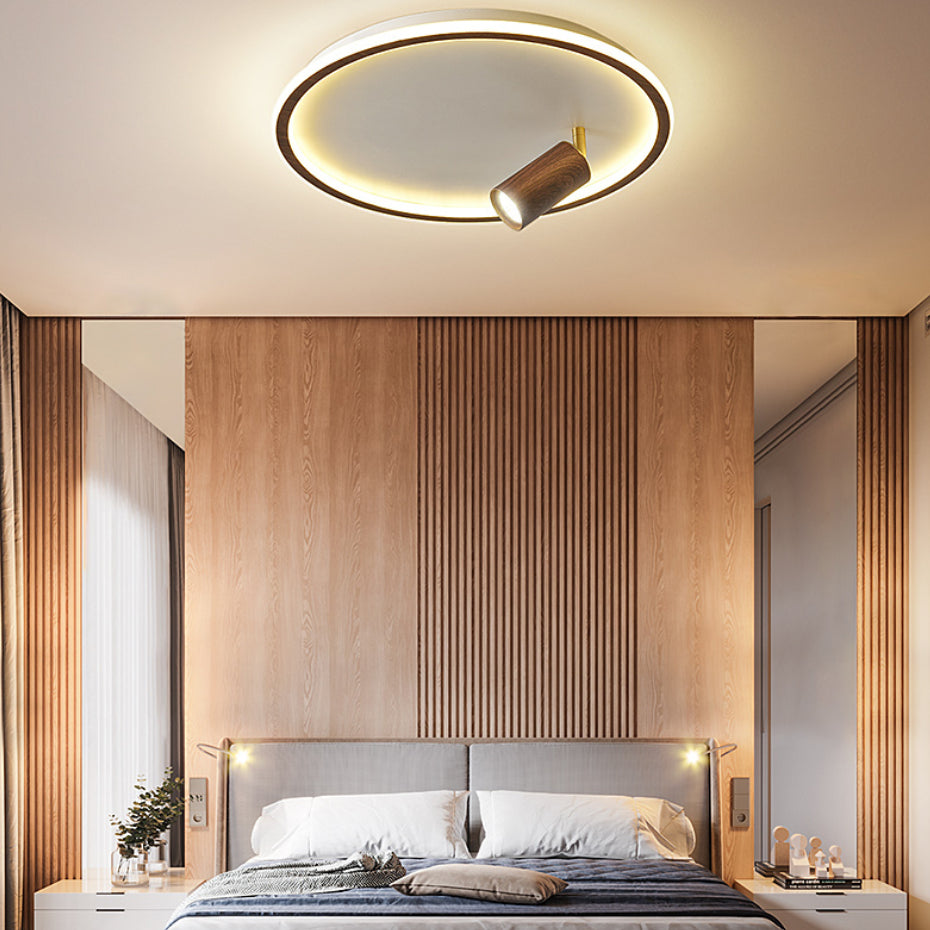 1 Spotlight Minimalism Circle Flush Mount Ceiling Light Aluminum Bedroom Flush Light