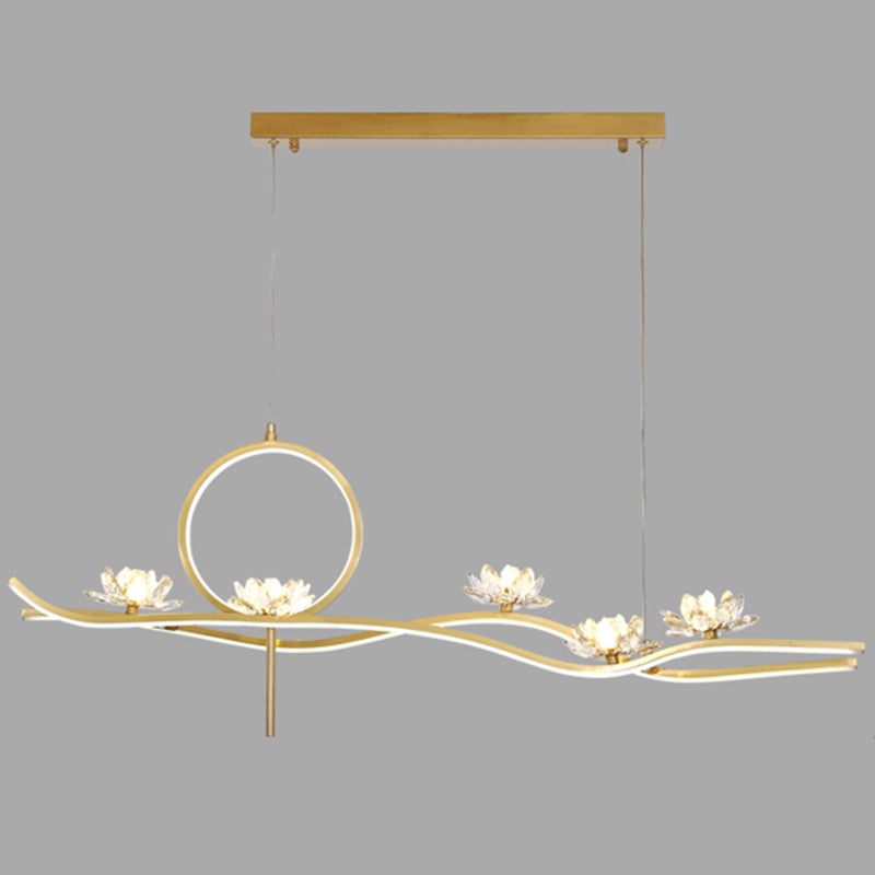 Metal Gold suspendu suspension des lampes suspendues linéaires contemporaines pour salle à manger