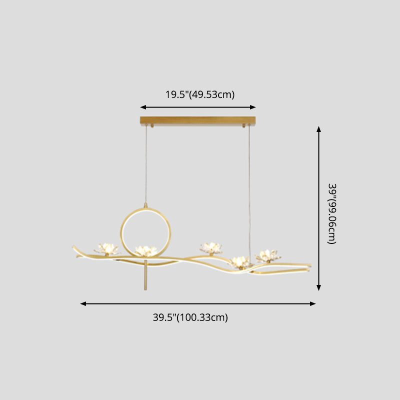 Luces colgantes colgantes de metal dorado lámparas colgantes lineales contemporáneas para comedor