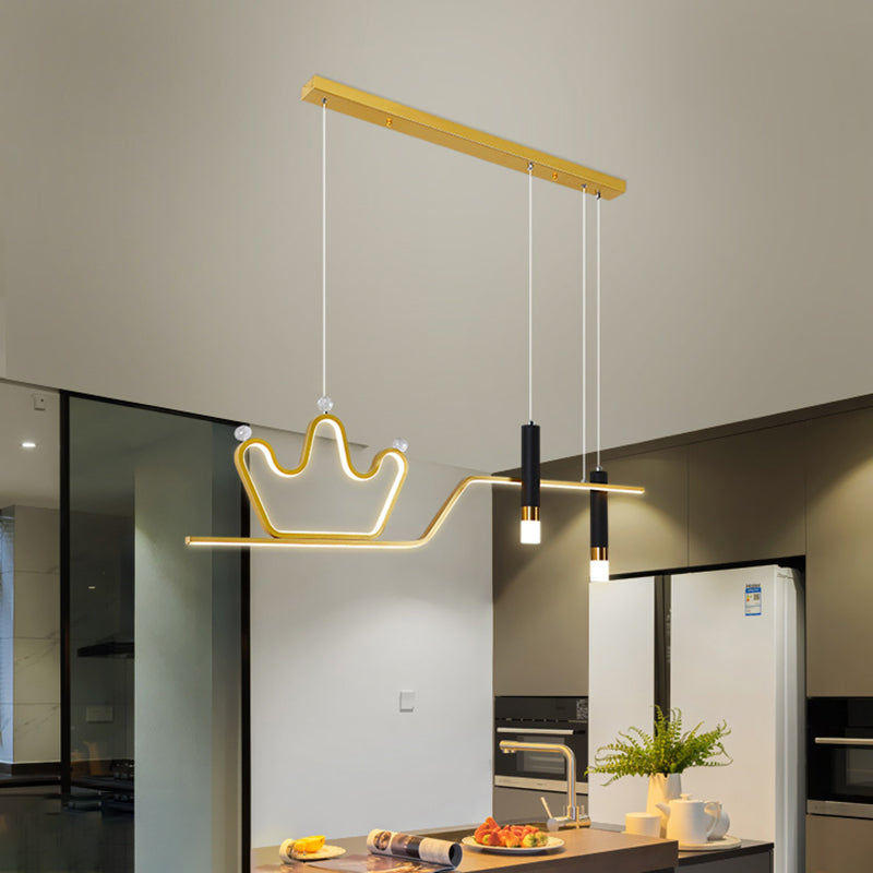 Linear LED Island Chandelier Lights Metal Modern Hanging Lamp for Dining Room