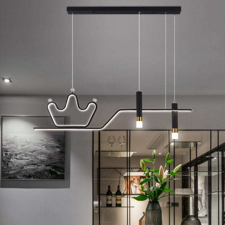 Linear LED Island Chandelier Lights Metal Modern Hanging Lamp for Dining Room