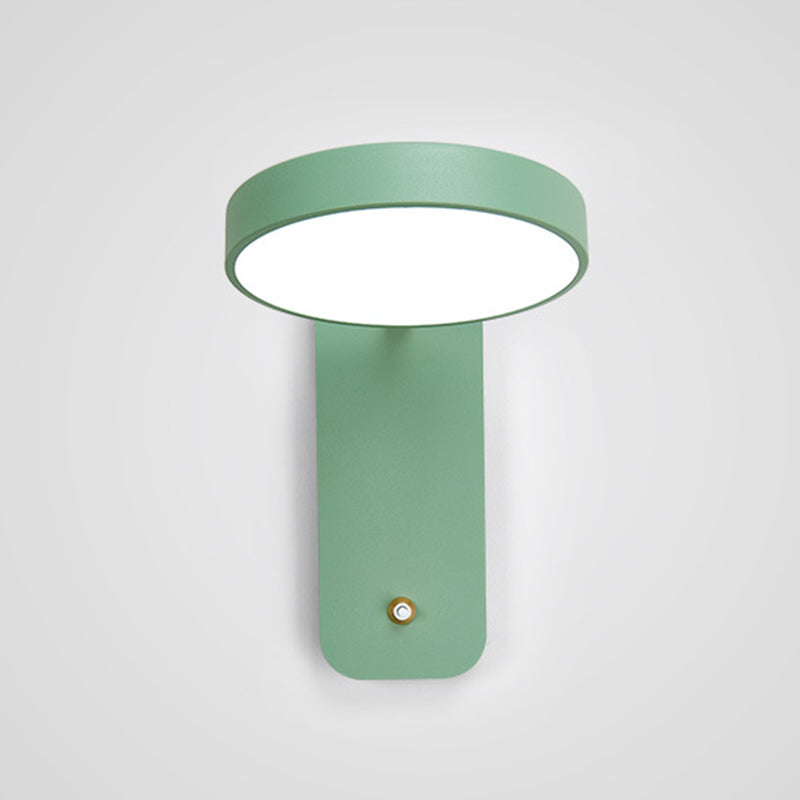 Modern Nordic LED Macaron Wall Lamp Wrought Iron Circular Wall Sconce with Acrylic Shade