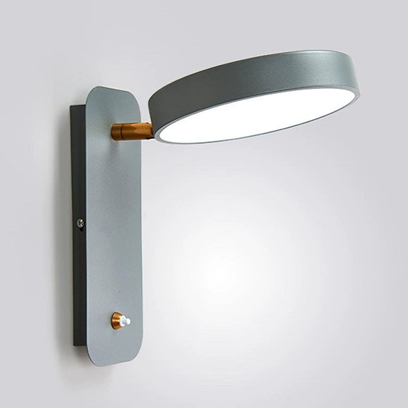 Modern Nordic LED Macaron Wall Lamp Wrought Iron Circular Wall Sconce with Acrylic Shade