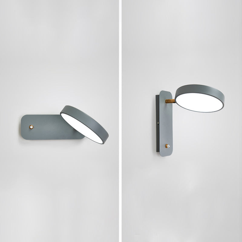 Modern Nordic LED Macaron Wall Lamp Wrought Iron Circular Wall Sconce with Acrylic Shade