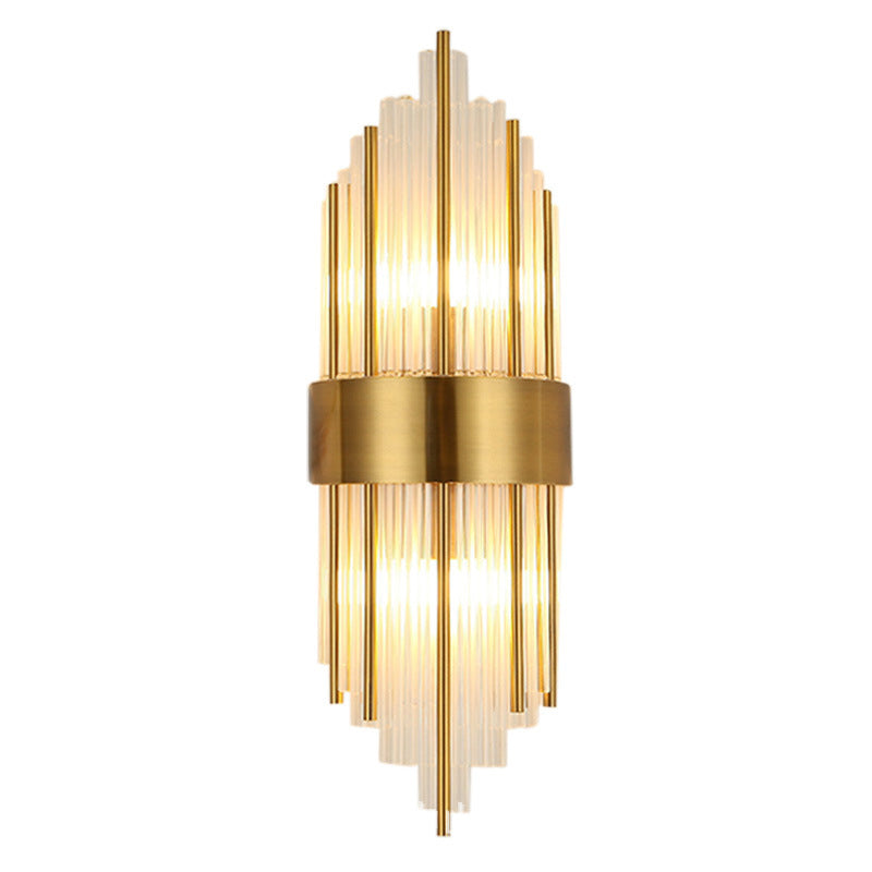 Modern Simple Style Geometric Shade Wall Sconce Metal and Glass 2 Lights Sconces in Gold Finish