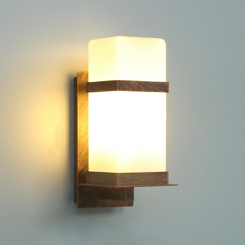 Modern Simple Style Retangular Shade Wall Sconce LED Metal 1 Light Sconces in Black Finish