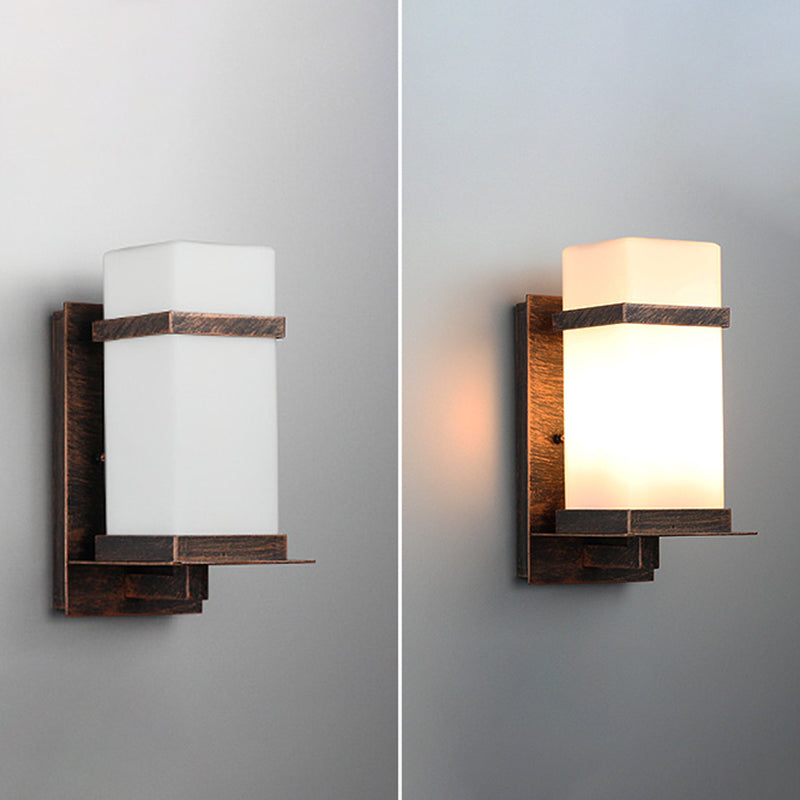 Modern Simple Style Retangular Shade Wall Sconce LED Metal 1 Light Sconces in Black Finish