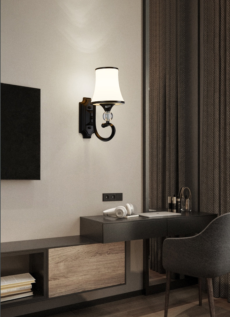 1-Licht geometrische Wandleuchten moderne einfache Style-Glas-Wandbeleuchtung in Schwarz