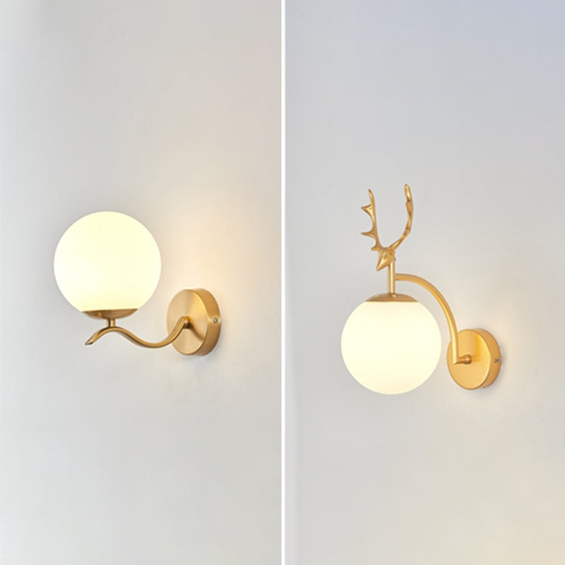 1-licht ronde wand SCONCE Moderne eenvoudige stijl glazen wandverlichting in zwart en goud
