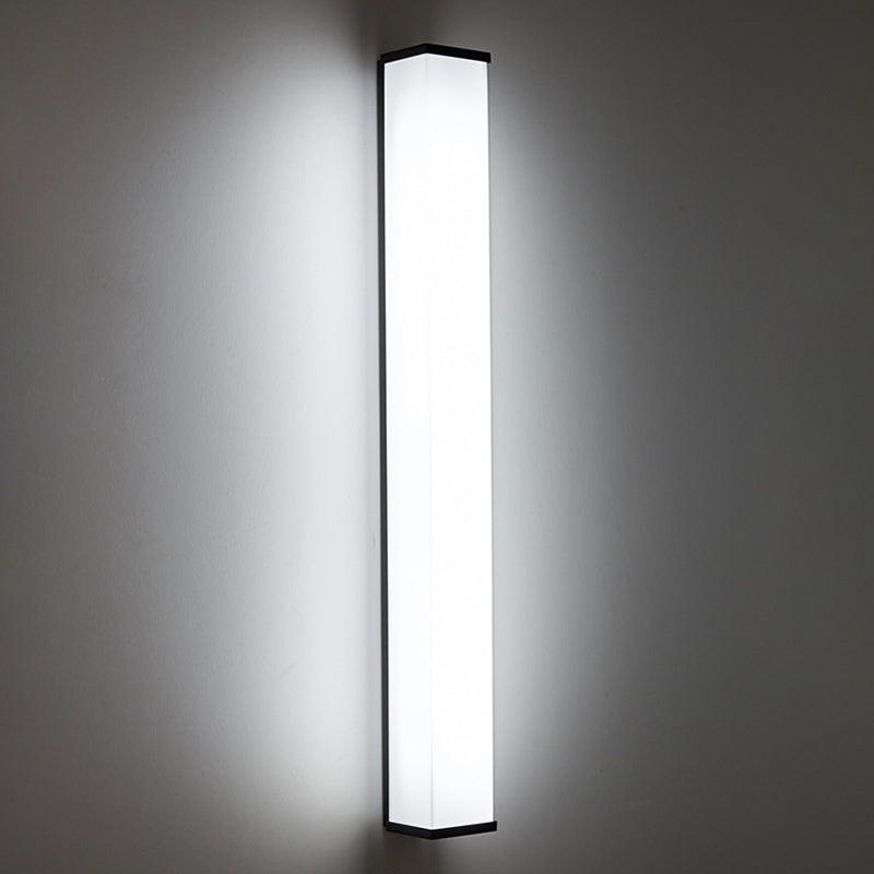 Modern Simple Style Retangular Shade Wall Sconce Metal and Glass 1 Light Sconces in Black Finish