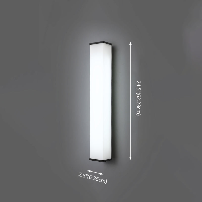 Modern Simple Style Retangular Shade Wall Sconce Metal and Glass 1 Light Sconces in Black Finish