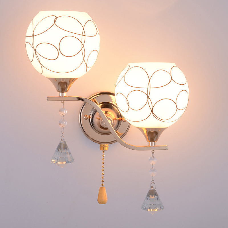 1-licht ronde wand SCONCE Moderne eenvoudige stijl glazen wandverlichting in zwart en goud