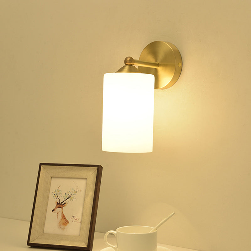 Modern Simple Style Geometric Shade Wall Sconce Metal and Glass 1 Light Sconces in Gold Finish